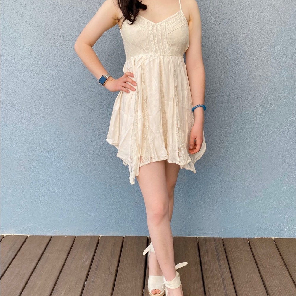 American Eagle White Lace Handkerchief Dress